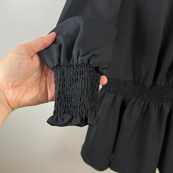 Amanda Uprichard Kestin Ruffle Mini Dress Size Small Black High Neck Party Event - Picture 7 of 10